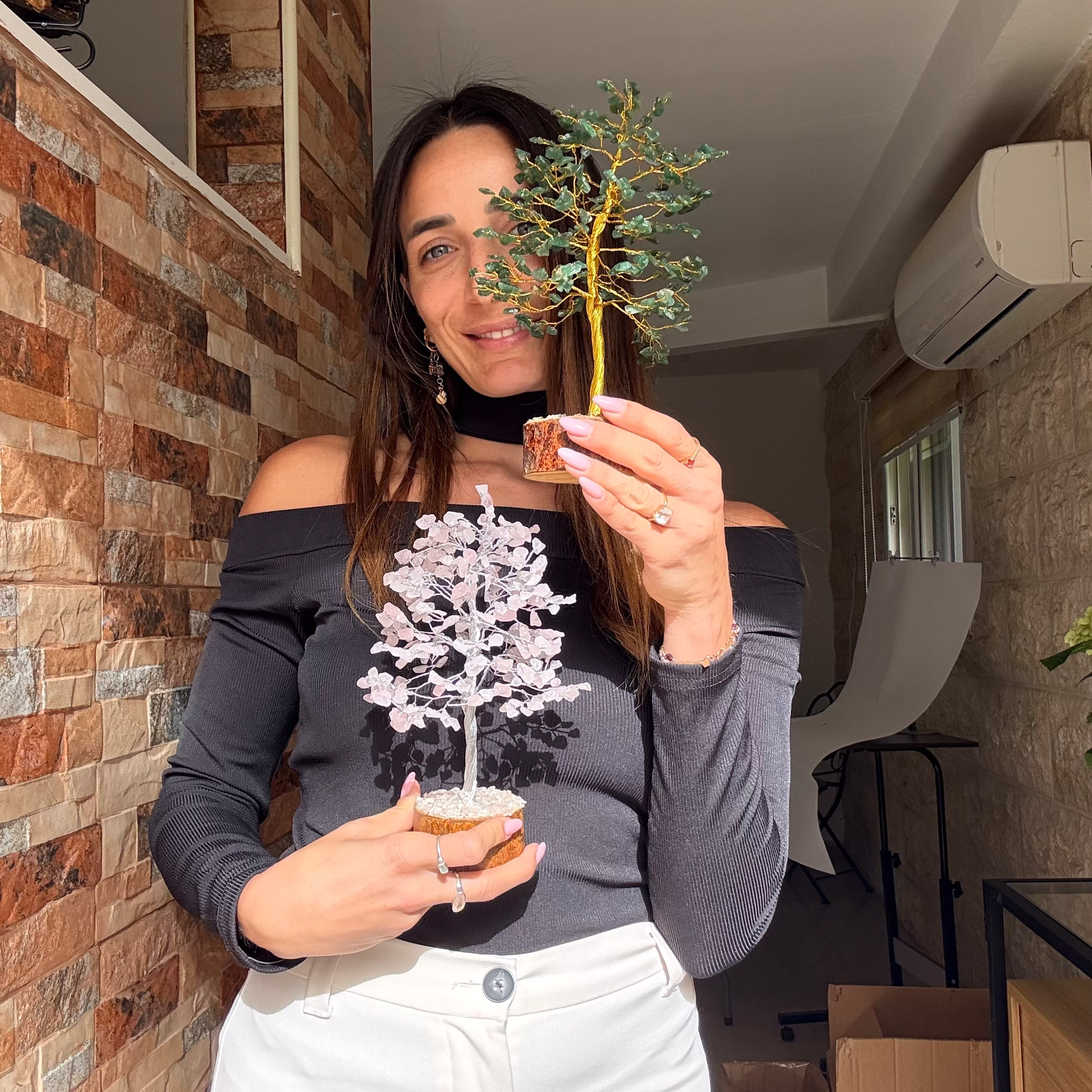 עף ליפוף רוז קוורץ כסף גדול