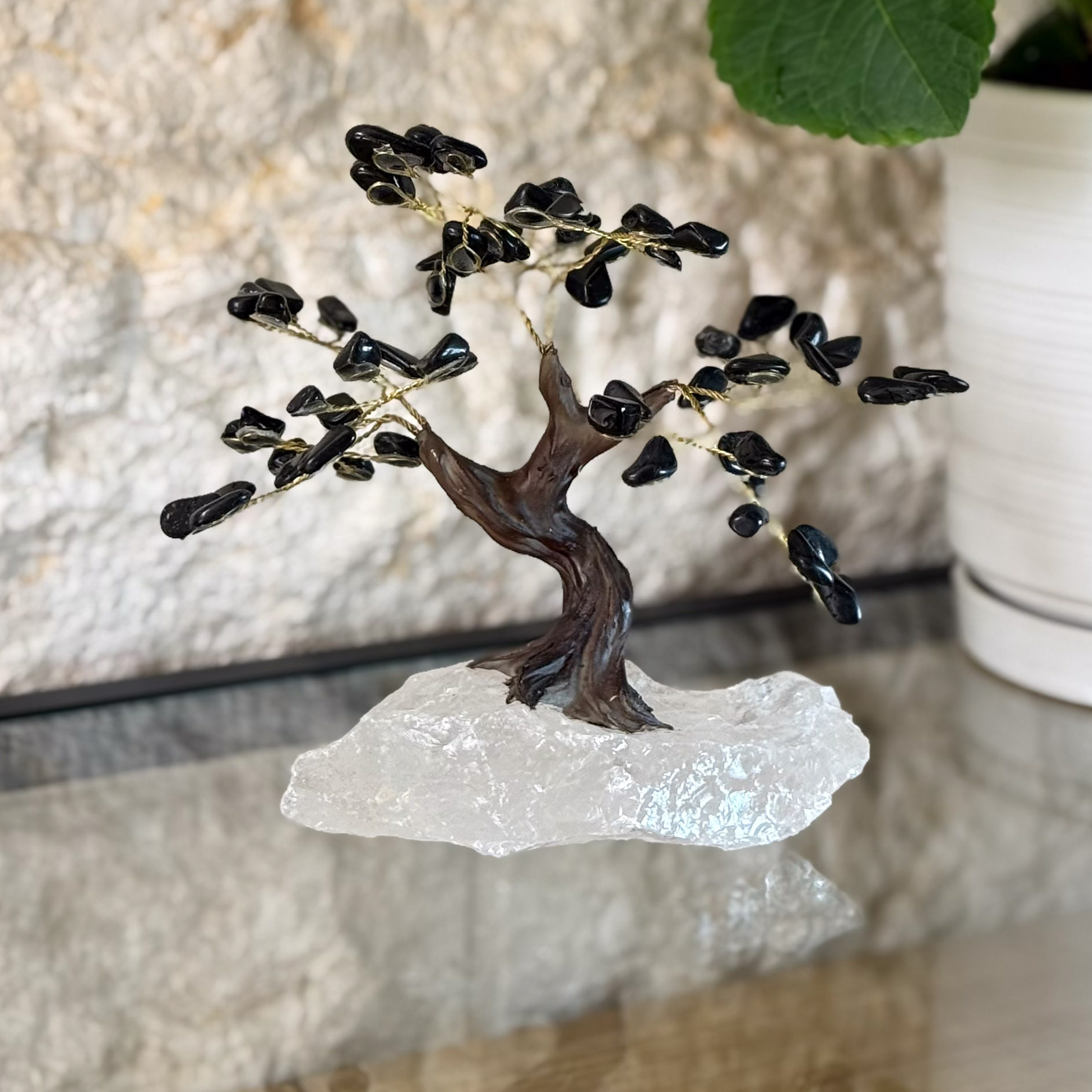 העץ הנדיב טורמלין שחור על קוורץ בינוני