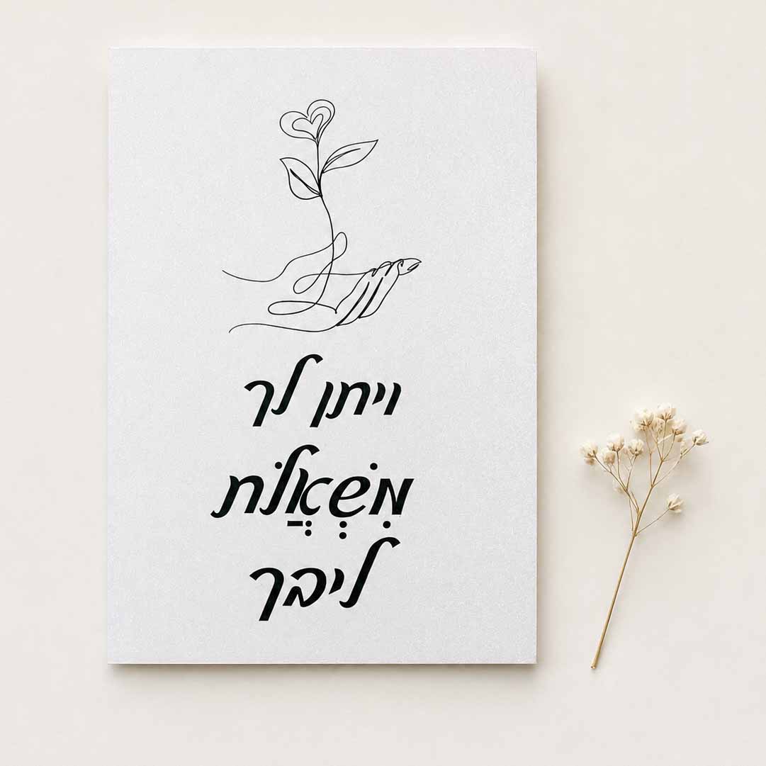 כרטיס ברכה דו צדדי “ויתן לך משאלת ליבך” כרטיס ברכה דו צדדי “ויתן לך משאלת ליבך”